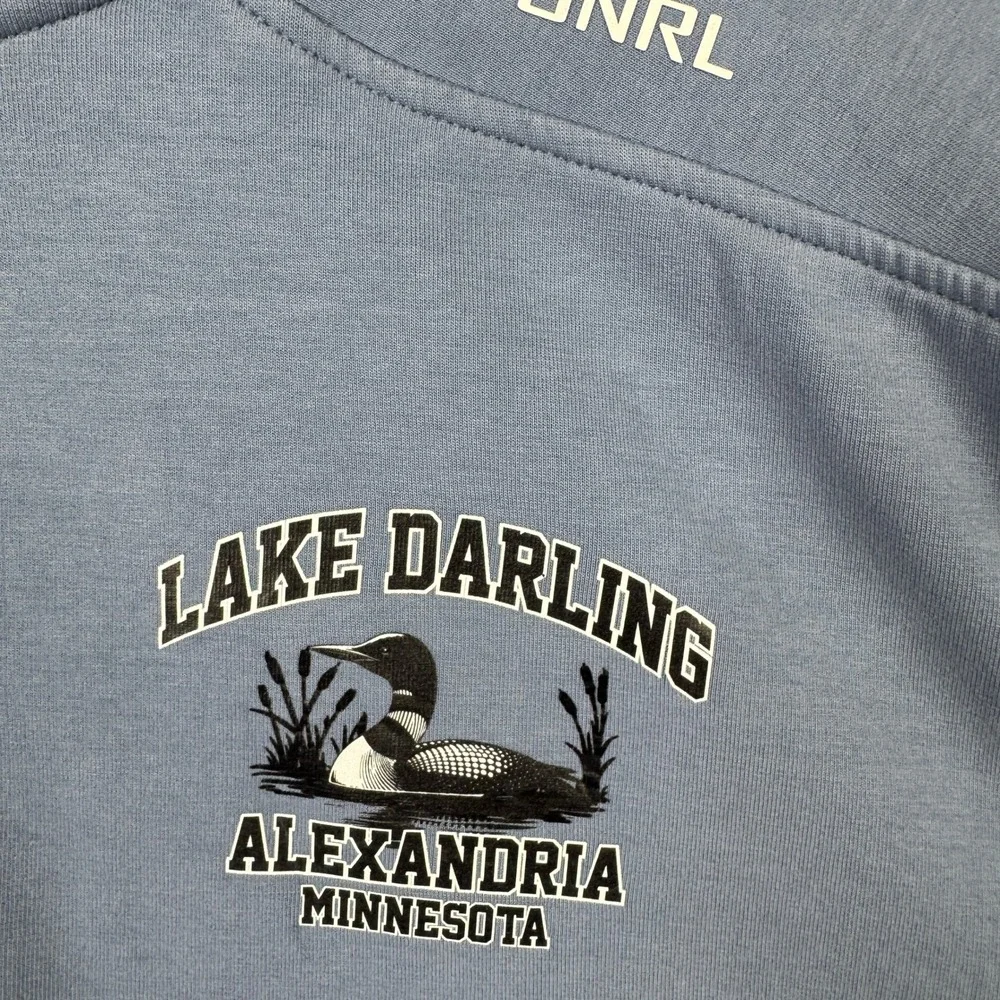 UNRL Lake Darling Alexandria Minnesota Quarter Zip Pullover Blue Mens Medium